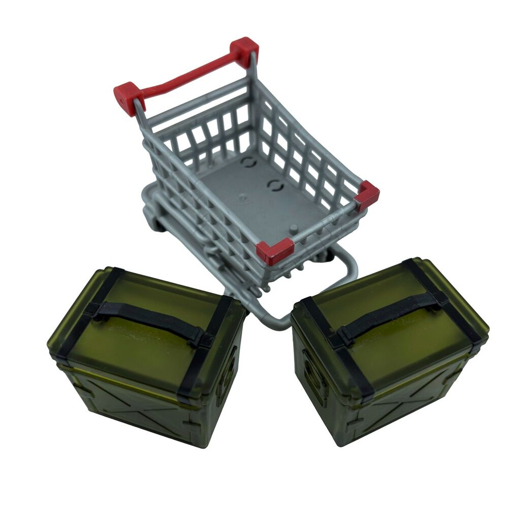 Jazwares Fortnite 4in Shopping Cart 2 Light-Up Ammo Battle Boxes Lot